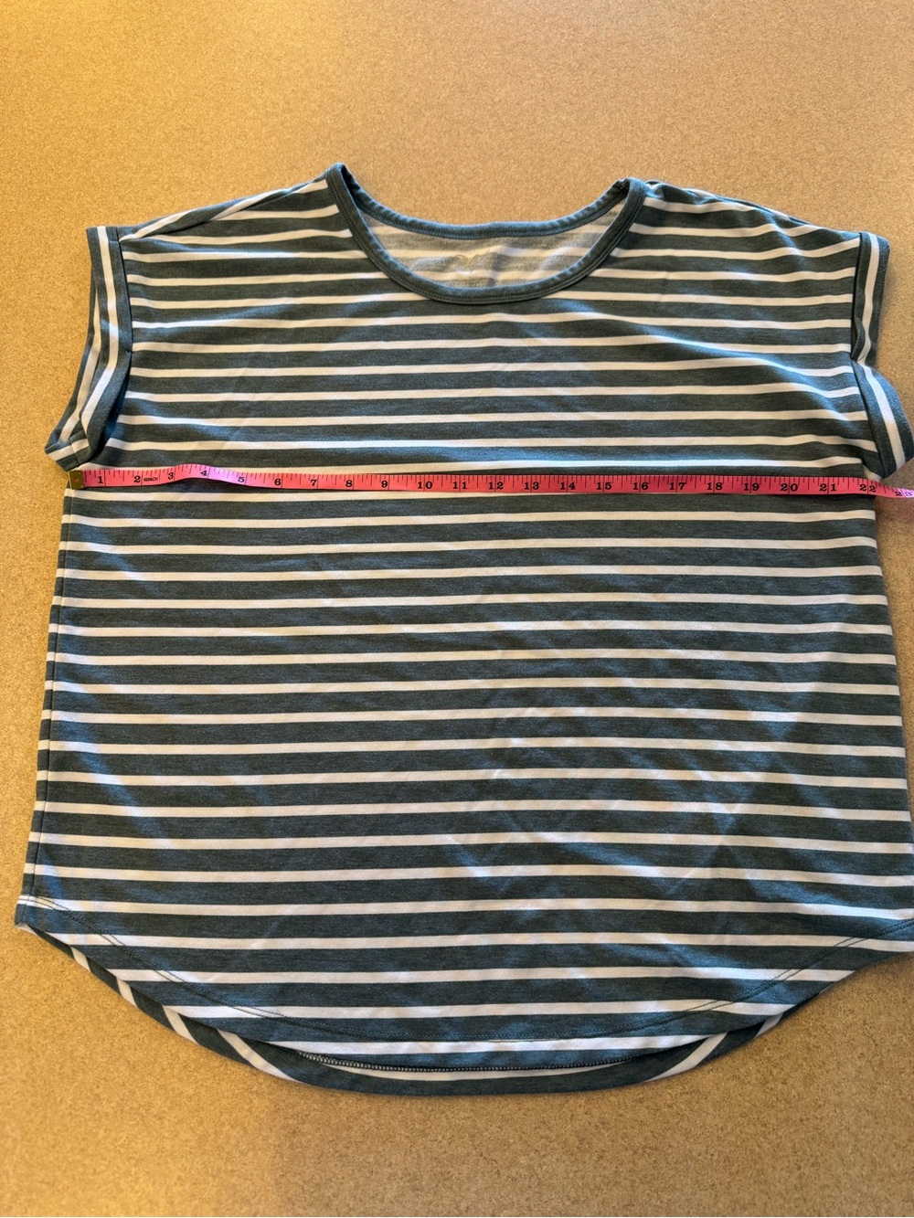 Striped Short Sleeve Tee in Dark Teal and White